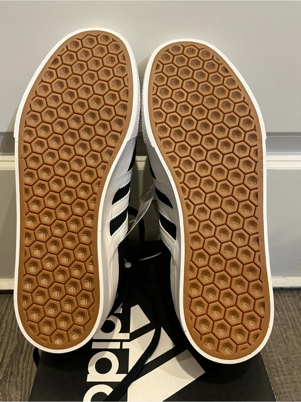 adidas Busenitz Vulc II Black with White Stripes and Gold Logo